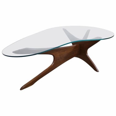 Mid-Century Modern Adrian Pearsall Kidney Shaped Glass Coffee Table 