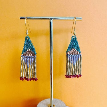 Small Graphic Fringe Earrings - Various Colors