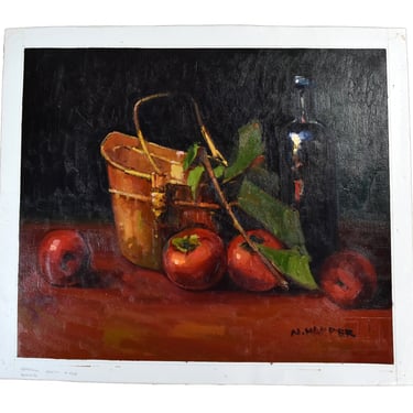 Impressionist Oil Painting Still Life with Vegetables by
