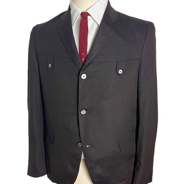 Vintage 1950s/1960s Belted Back SHARKSKIN Sack Jacket ~ size 38 ~ sport coat / blazer ~ Rockabilly / Mod 