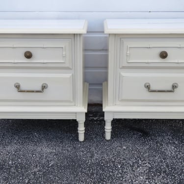 Hollywood Regency Painted Faux Bamboo Nightstands Side End Tables a Pair 3698