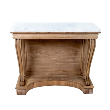 Antique Regency Style Bleached Mahogany Marble Top Console