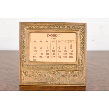 Tiffany Studios New York Adam Bronze Doré Desk Calendar Frame or Picture Frame