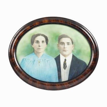 Antique Hand-Colored Photograph Man Woman Wedding 