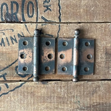 Pair of Stanley Flashed Copper Cabinet Hinges 2.5 X 2.5 