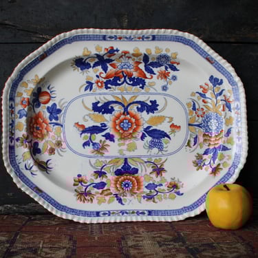 Antique Large Hand Painted Imari Style English Copeland Spode Platter 