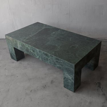 Post Modern Rectangular Green Marble Coffee Table 