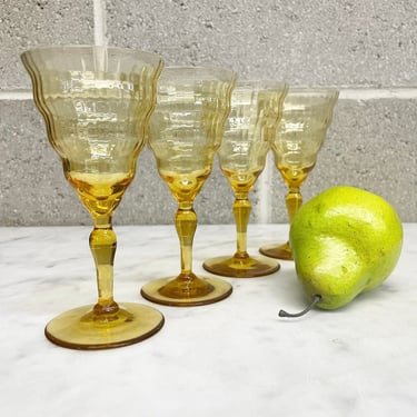 Vintage Water Glasses Retro 1920s RARE + Utility Glassworks + Mandalay Dine + Amber + Set of 4 + Apretif + Cocktail Glasses + Art Deco + Bar 