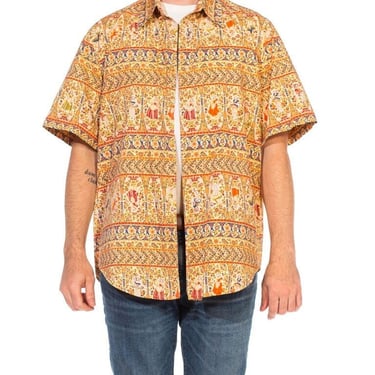 1990S Cotton Men's Tropical Pin-Up Girl Shirt 