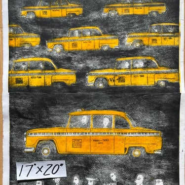 Mitsushige Nishiwaki 17&quot; x 20&quot; Taxi's intaglio Etching