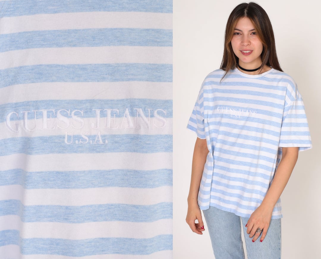 Guess jeans striped outlet t shirt