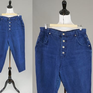 80s Button Fly Jeans - 34 waist - High Rise - Stefano International Cotton Denim Pants - Vintage 1980s - 30