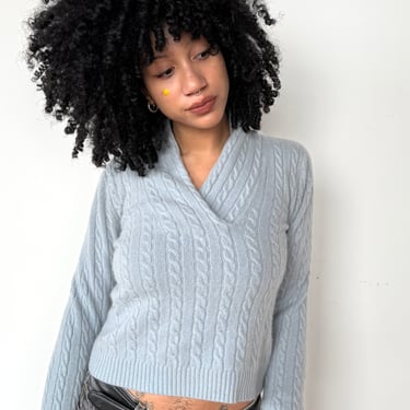 1990s Baby Blue Cashmere Sweater, sz. S-XL