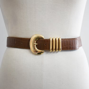 1990s The Limited Brown Embossed Leather Belt 
