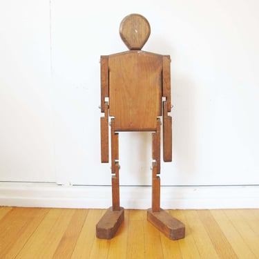 Mid Century Wood Articulated Human Form - Folk Art Doll Mannequin Child Sized 