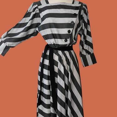 Vintage 80s Striped Dress, Miss Oops, Size Estimate Small 