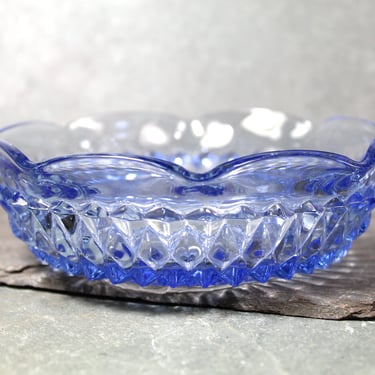 Vintage Pale Blue Pressed Glass Bowl | Blue Glass Serving Bowl | Antique Candy Dish | Light Blue Trinket Dish | Bixley Shop 