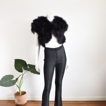 90s Black Metallic Stretch Flares - S/M 