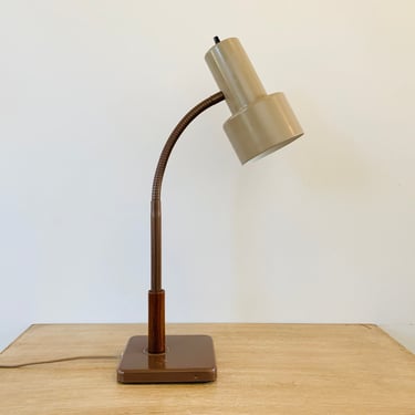 Vintage Mid Century Modern Desk Lamp Gooseneck Task Lamp Walnut Accent 