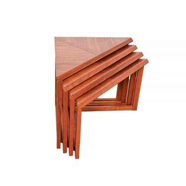 Teak Triangle Nesting Tables Corner Table Danish Modern 