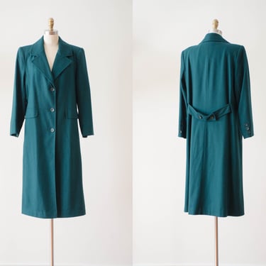 forest green wool coat | 90s vintage Forecaster dark green academia style long wool coat 