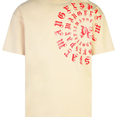 Palm Angels 'Vertigo' Beige Cotton T-Shirt Man