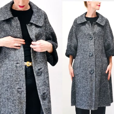 60s Vintage Grey Wool Jacket Size Medium Large Blanket Woven Henri Bendel Made in Italy By Gregoriana Wool Coat Jacket 