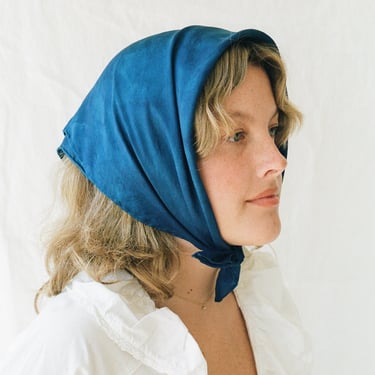 Blue Silk Square Scarf, Silk Hair Scarf, Sustainable Scarf, Hair Scarf for Women 