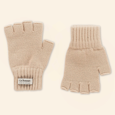 Wool fingerless gloves, sand