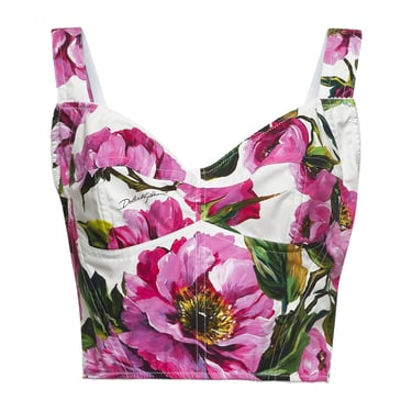 Dolce &amp; Gabbana Women Peony Print Stretch Bustier Top
