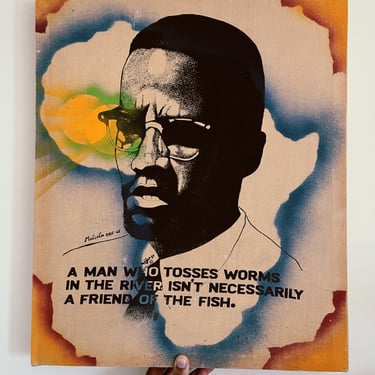 Vintage Malcolm X Painted Portrait (1987)