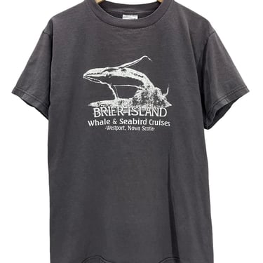 Vintage 90's Brier Island Nova Scotia Humpback Whale Faded Black T-Shirt M