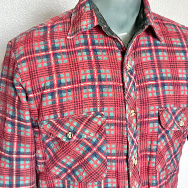 Vintage Plaid Flannel Shirt, Quilted Interior, Warm Shirt, Soft Flannel Shirt 