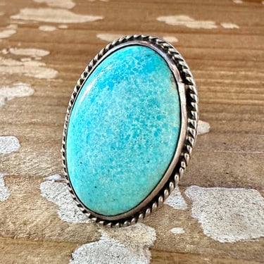 EGGCELLENT TURQUOISE Large Sterling Silver & Turquoise Ring | Native American Style Jewelry | Southwestern, Sterling | Size 7 1/4 