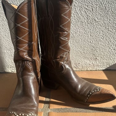 Aquarius Cocktail Vintage Tony Lama Cowboy Boots - Two Tone Brown