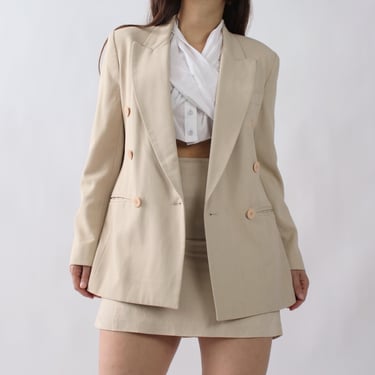 90s Linen Blend Miniskirt Suit - W25