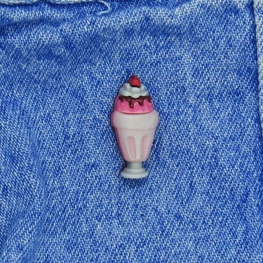 Ice Cream Sundae Pin Tiny Fake Food Brooch 