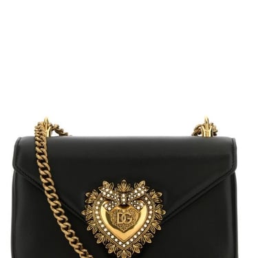 Dolce & Gabbana Woman Black Nappa Leather Devotion Shoulder Bag