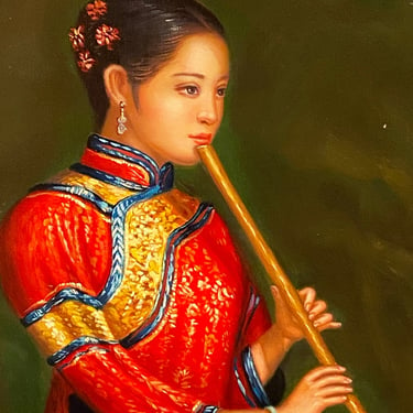 Chen Yifei ~Female Musician~ Repro Art Oil Painting Unstretched Canvas 24x20 
