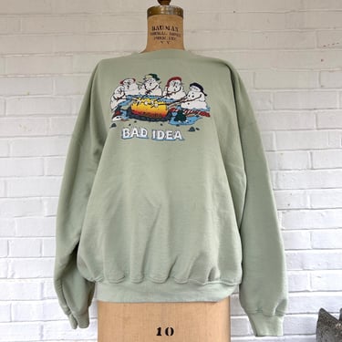 1990's 2XL Snowmen Sweater in Sage Green 