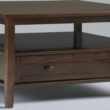 Warm Shaker 36&quot; Square Transitional Coffee Table in Tobacco Brown FFW258-624