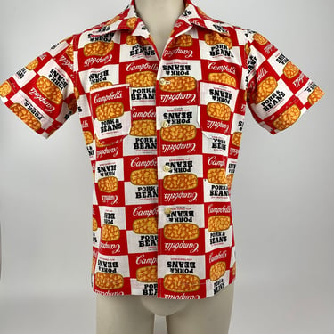 1960'S Campbell's Pork & Beans Shirt - Pop Art Shirt - Promotional Item - 2 Patch Pockets  - Men's Size SMALL 