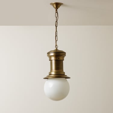 Milk Glass Globe - Beautiful Vintage Style Pendant - Chain Pendant - Chandelier Lighting - Heavy Solid brass 
