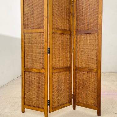 Wood And Cane Room Divider