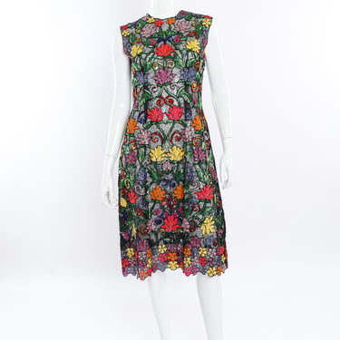 Crochet Lace Beaded Floral Dress