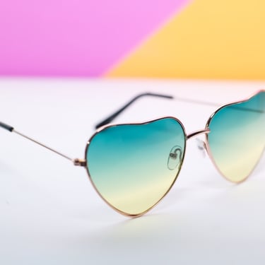 Retro Mermaid Fade Heart Sunglasses Wire Rim 