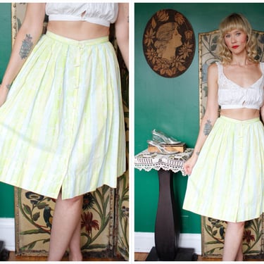 1950s Skirt // Seascape Cotton Skirt // vintage 50s skirt 