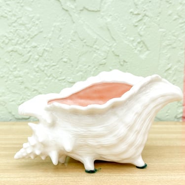 Pink and White Conch Shell Cachepot