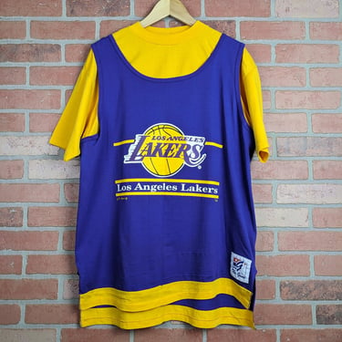 Vintage 90s Double Layer NBA Los Angeles Lakers Basketball Logo ORIGINAL Sports Tee - Extra Large 