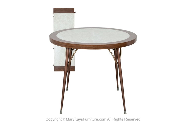 Mid-Century Retro Laminate Circular Metal Base Expandable Table 